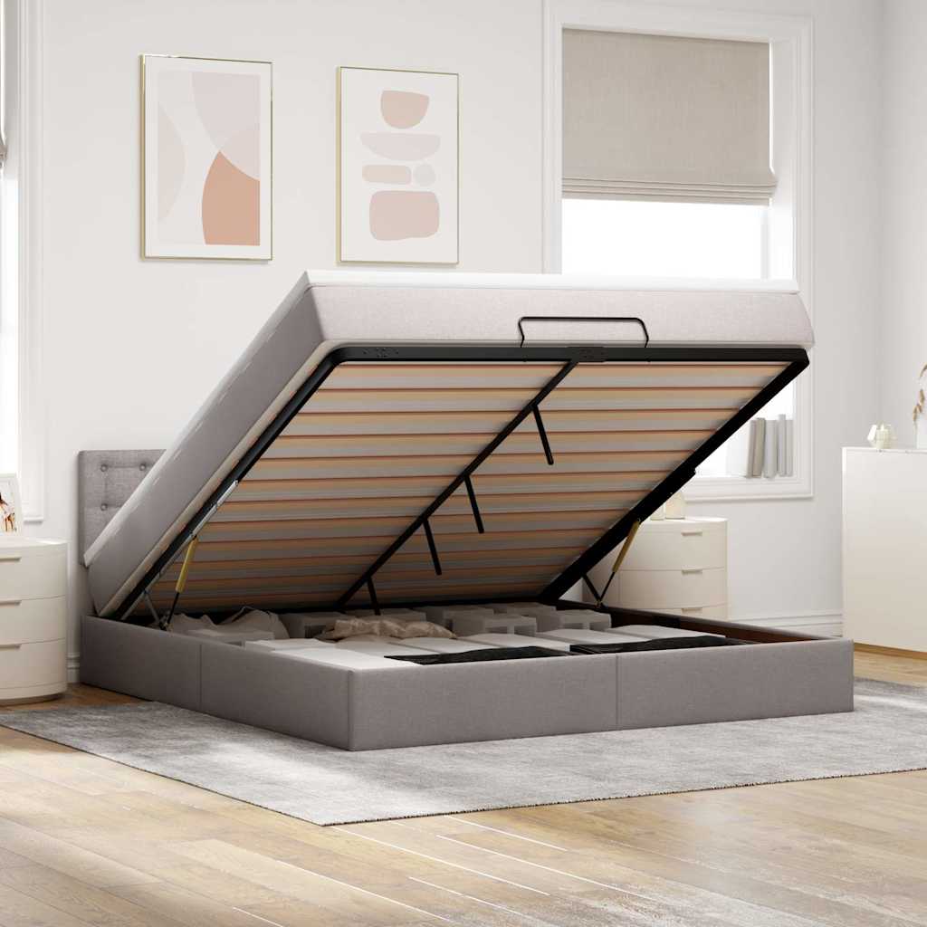 Ottoman bed met matras 180x200cm stof taupe