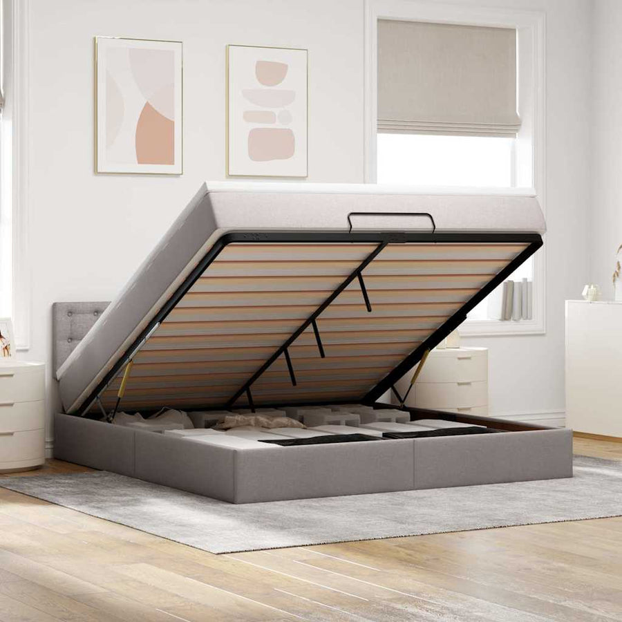 Ottoman bed met matras 180x200cm stof taupe