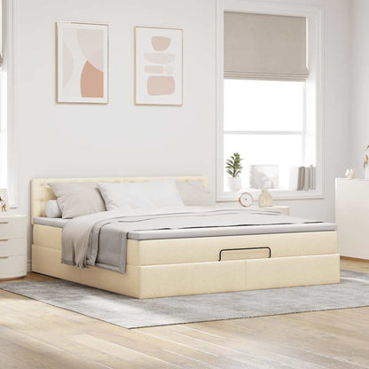 Ottoman bed met matras 180x200cm stof crèmekleurig