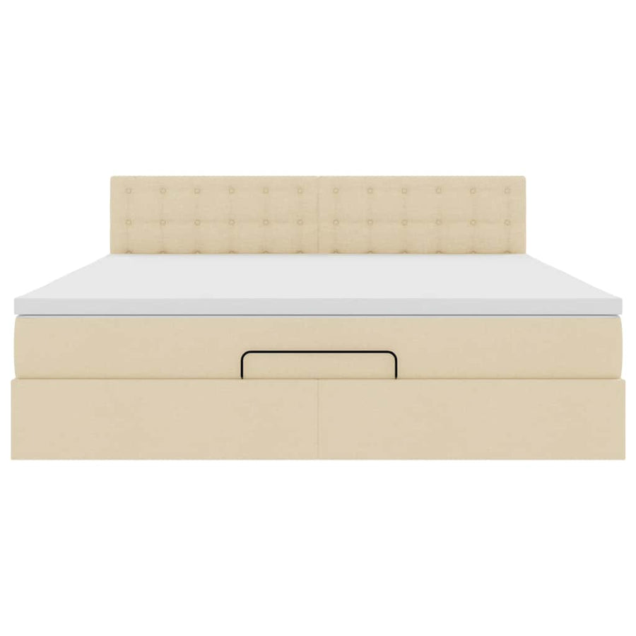 Ottoman bed met matras 180x200cm stof crèmekleurig
