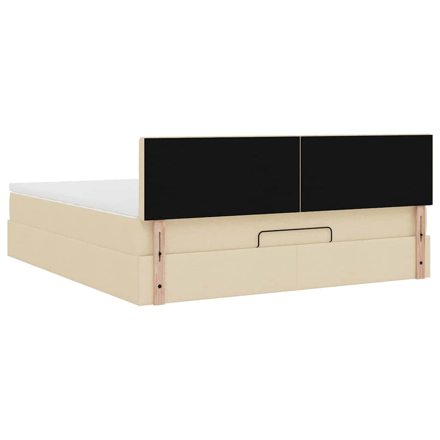 Ottoman bed met matras 180x200cm stof crèmekleurig