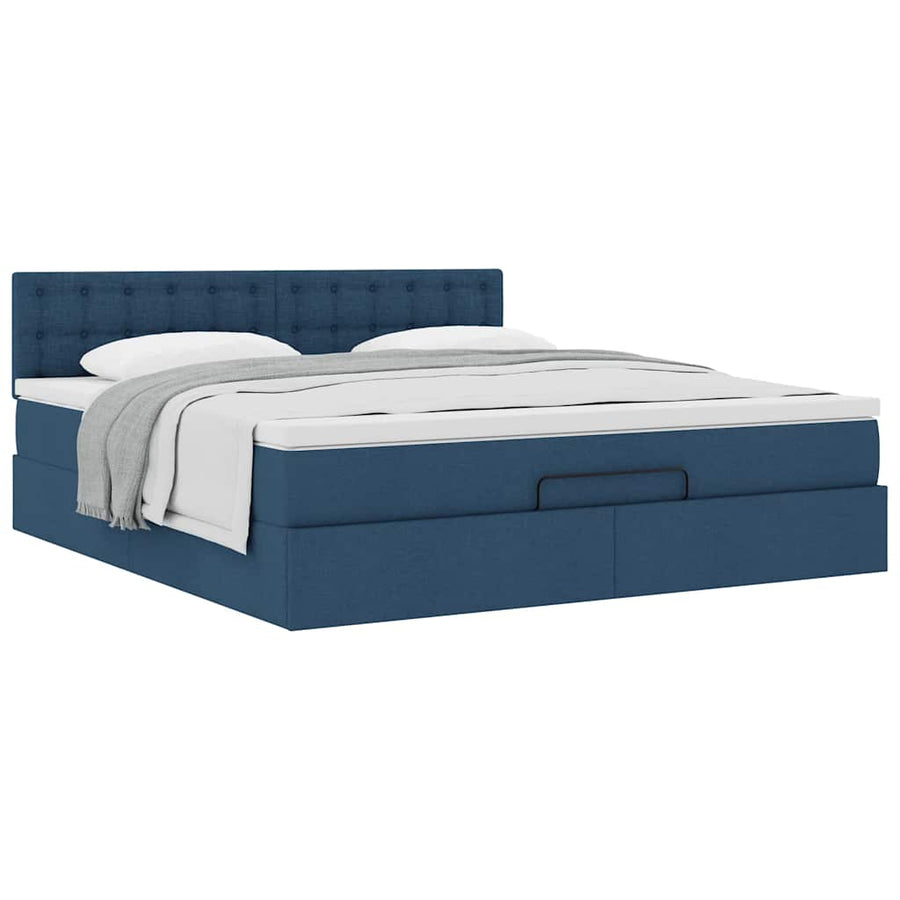 Ottoman bed met matras 180x200cm stof blauw