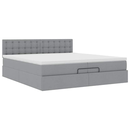Ottoman bed met matras 200x200 cm stof lichtgrijs