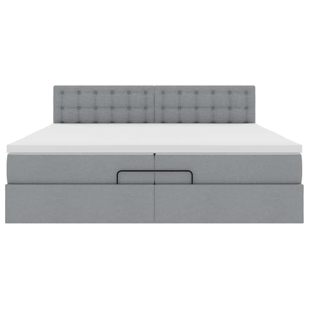 Ottoman bed met matras 200x200 cm stof lichtgrijs
