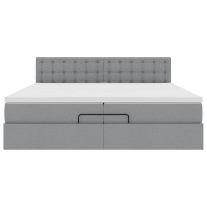 Ottoman bed met matras 200x200 cm stof lichtgrijs