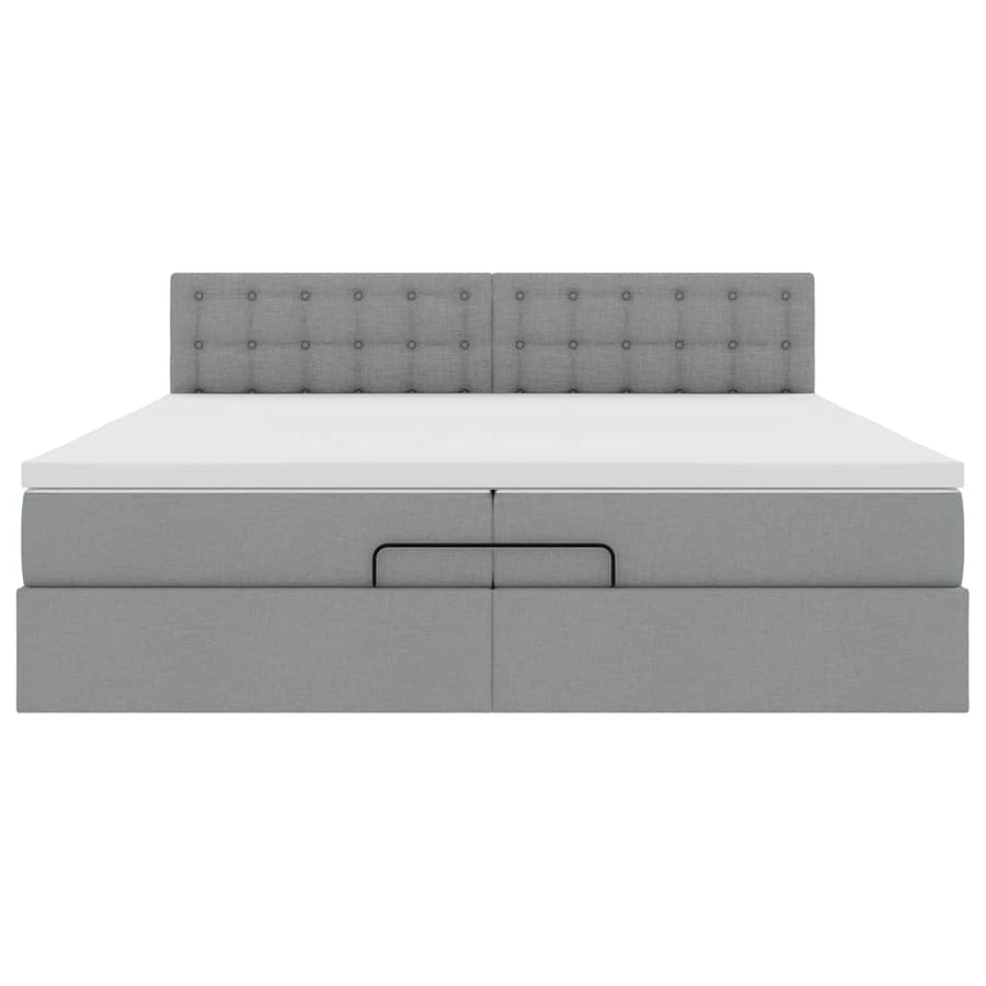 Ottoman bed met matras 200x200 cm stof lichtgrijs