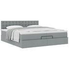 Ottoman bed with mattress 200x200 cm light grey fabric
