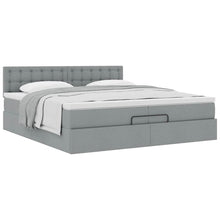 Ottoman bed met matras 200x200 cm stof lichtgrijs