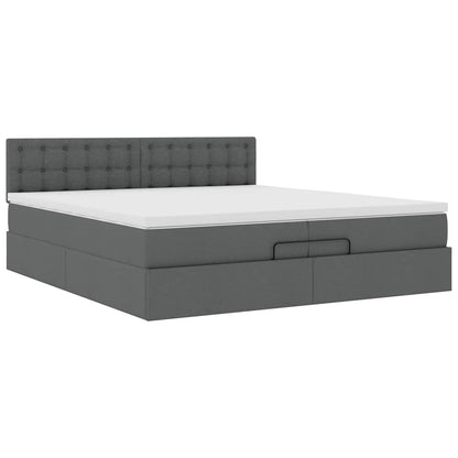 Ottoman bed met matras 200x200 cm stof donkergrijs