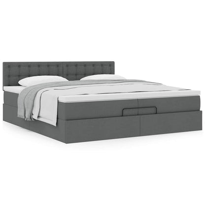 Ottoman bed met matras 200x200 cm stof donkergrijs