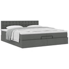 Ottoman bed with mattress 200x200 cm dark gray fabric