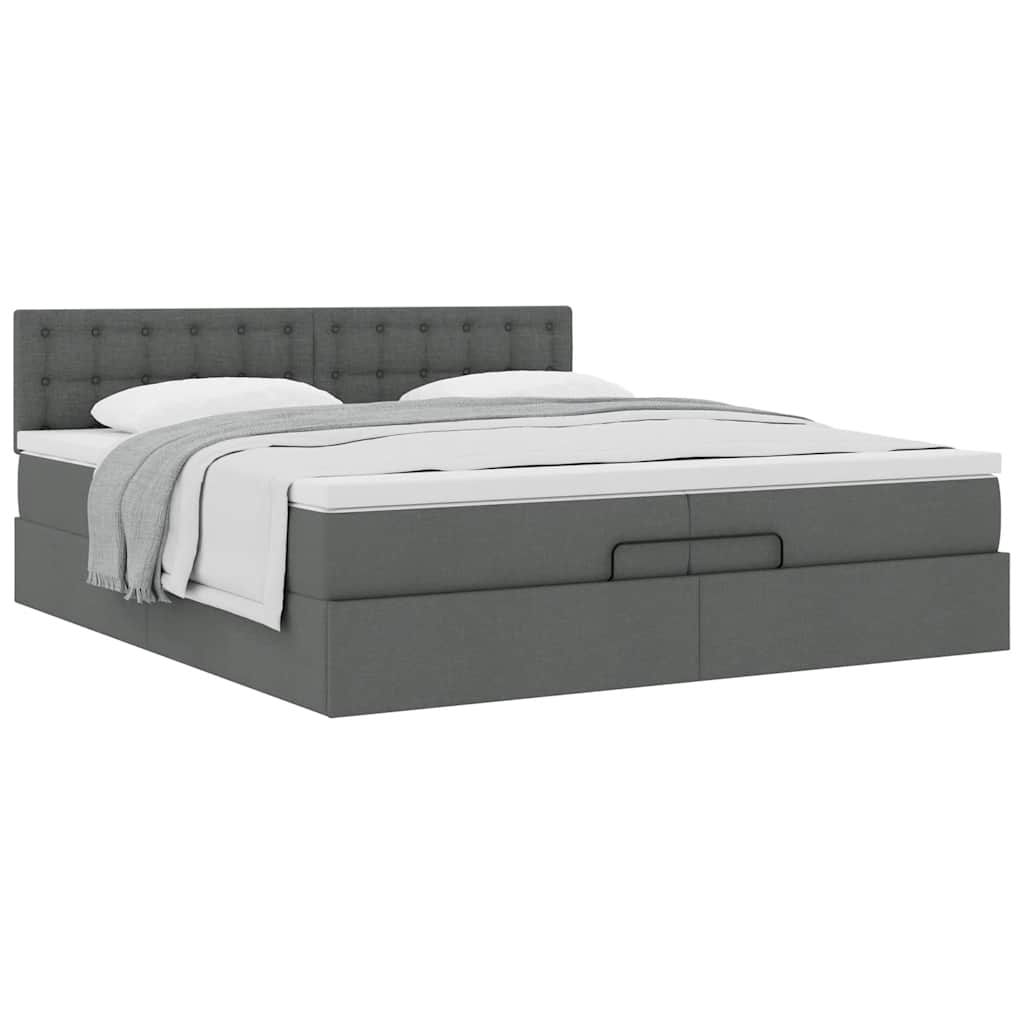 Ottoman bed met matras 200x200 cm stof donkergrijs