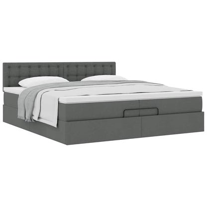 Ottoman bed met matras 200x200 cm stof donkergrijs