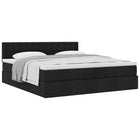 Ottoman bed with mattress 200x200 cm fabric black