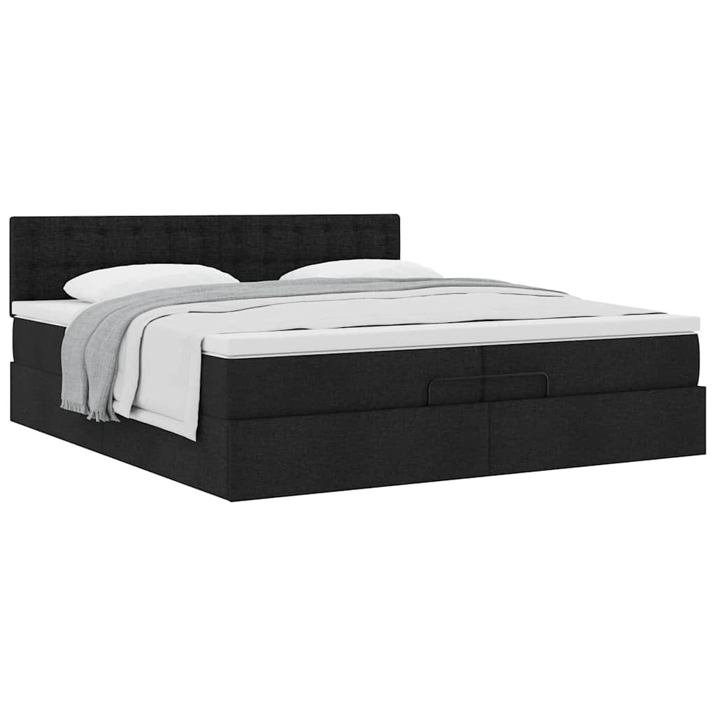 Ottoman bed met matras 200x200 cm stof zwart