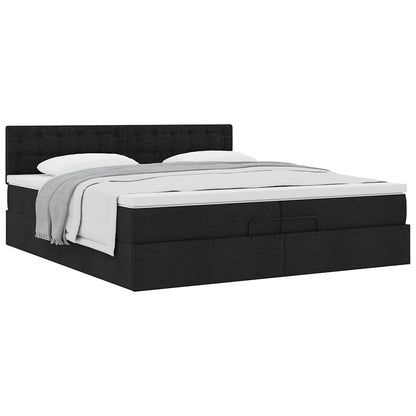Ottoman bed met matras 200x200 cm stof zwart