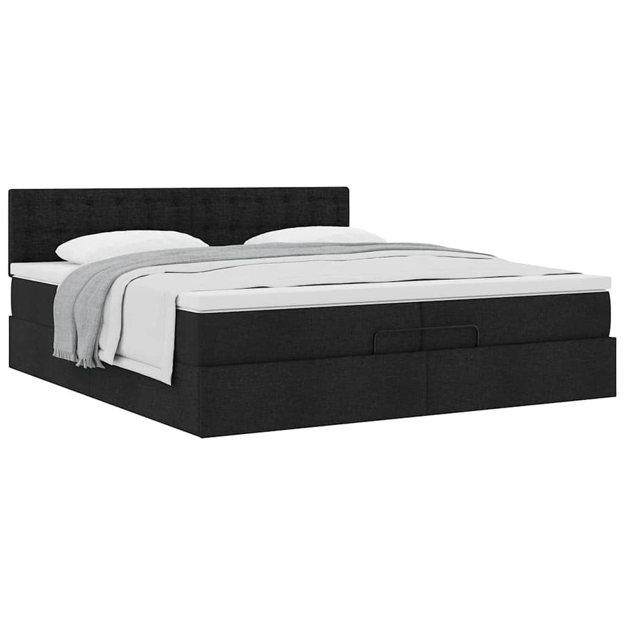 Ottoman bed met matras 200x200 cm stof zwart
