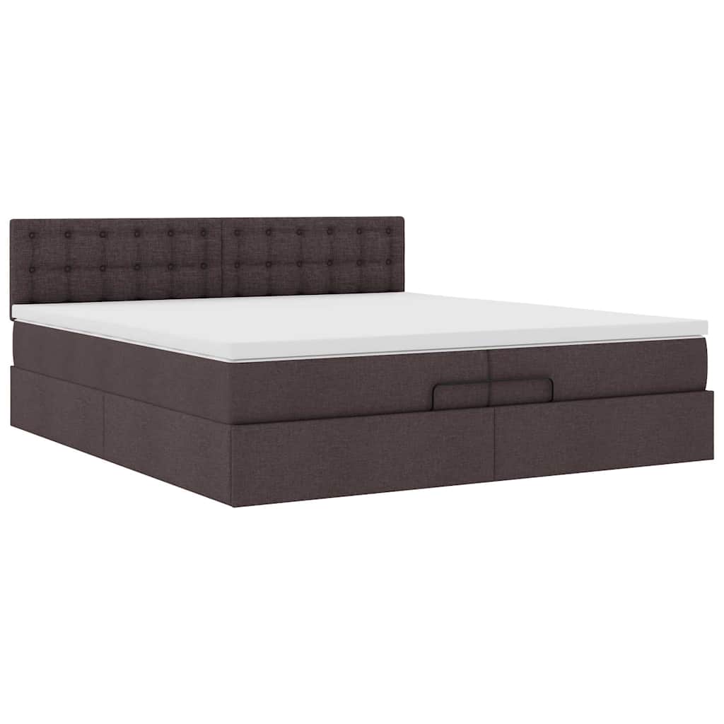 Ottoman bed met matras 200x200 cm stof donkerbruin