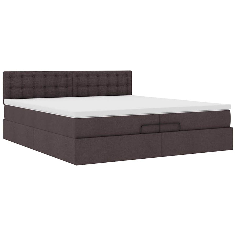 Ottoman bed met matras 200x200 cm stof donkerbruin