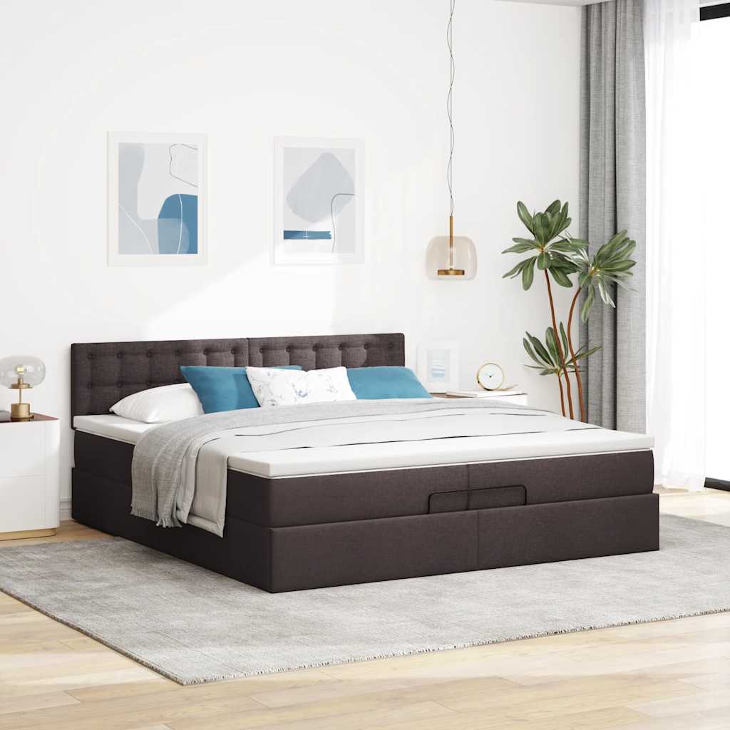 Ottoman bed met matras 200x200 cm stof donkerbruin