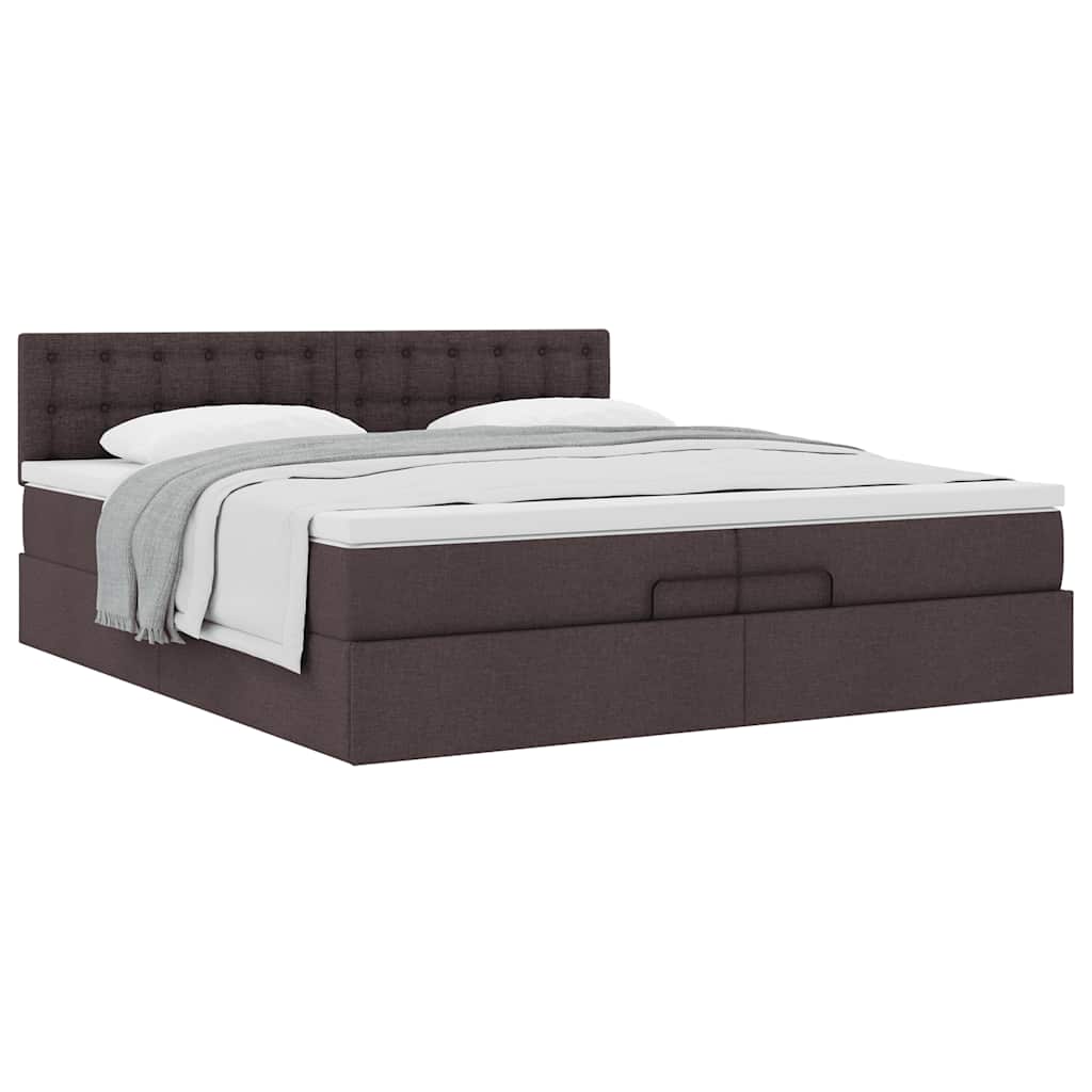 Ottoman bed met matras 200x200 cm stof donkerbruin