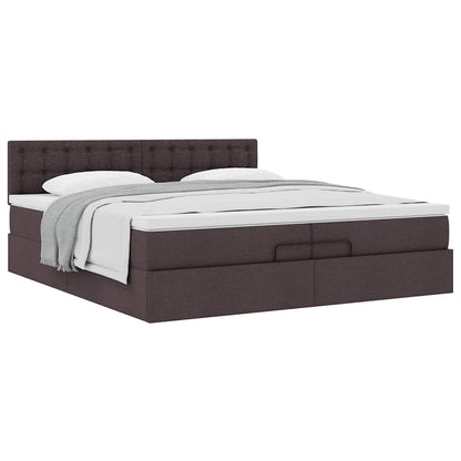 Ottoman bed met matras 200x200 cm stof donkerbruin