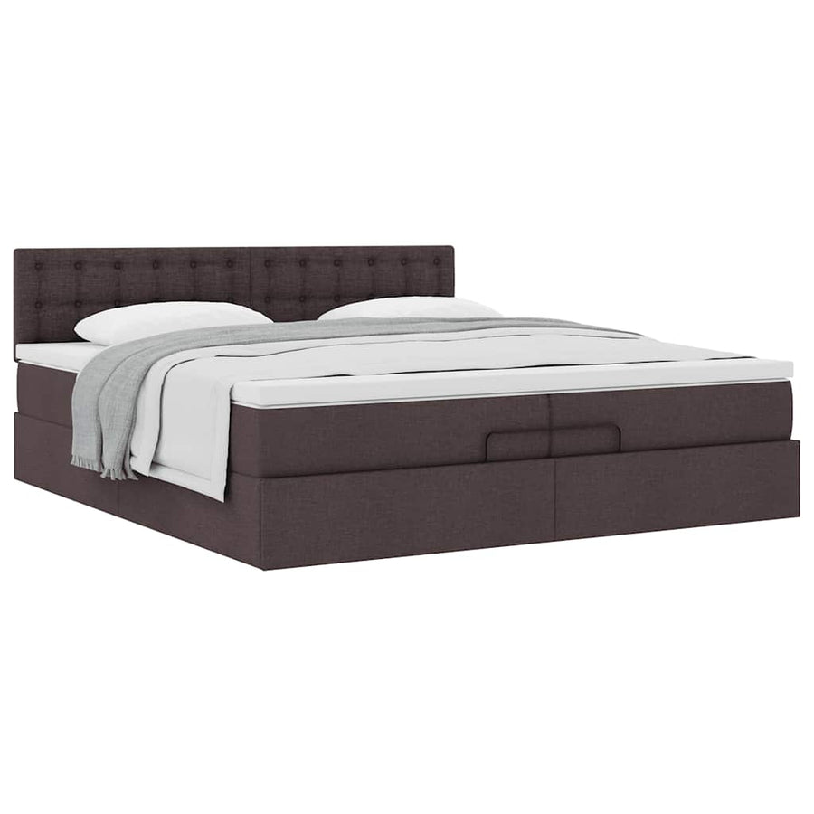Ottoman bed met matras 200x200 cm stof donkerbruin