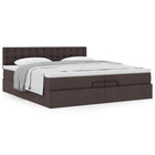 Ottoman bed with mattress 200x200 cm dark brown fabric