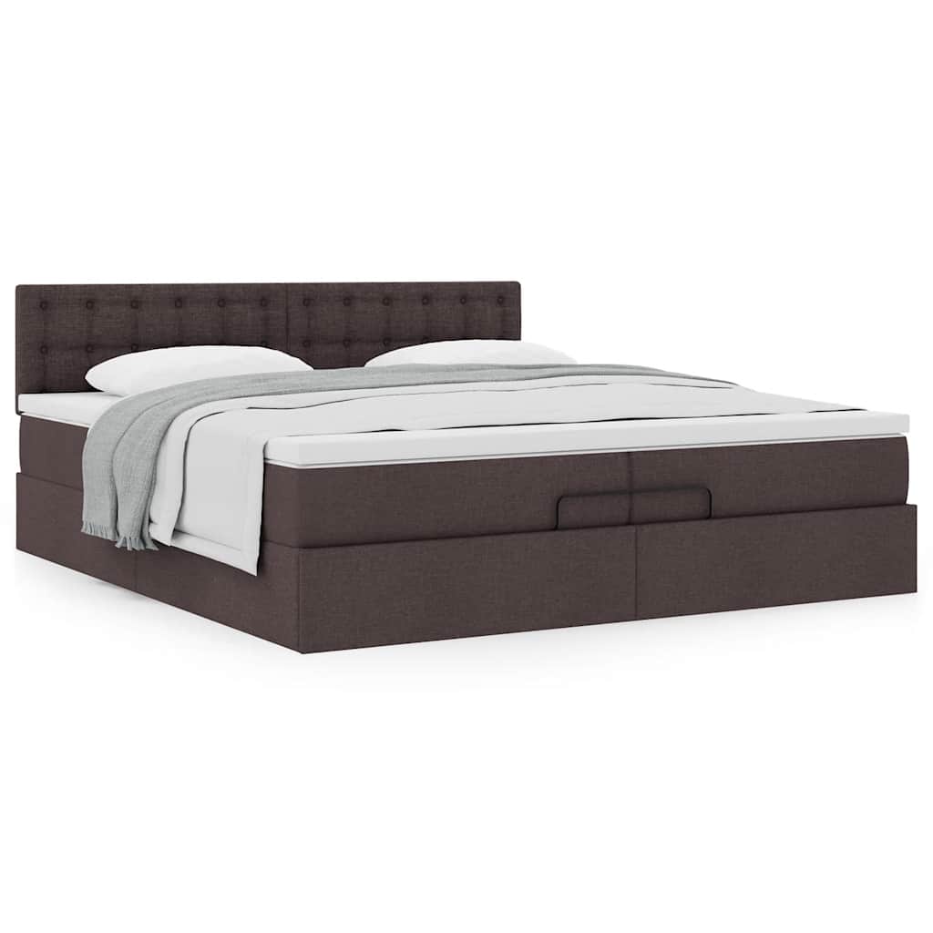 Ottoman bed met matras 200x200 cm stof donkerbruin