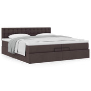 Ottoman bed with mattress 200x200 cm dark brown fabric