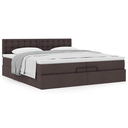 Ottoman bed met matras 200x200 cm stof donkerbruin