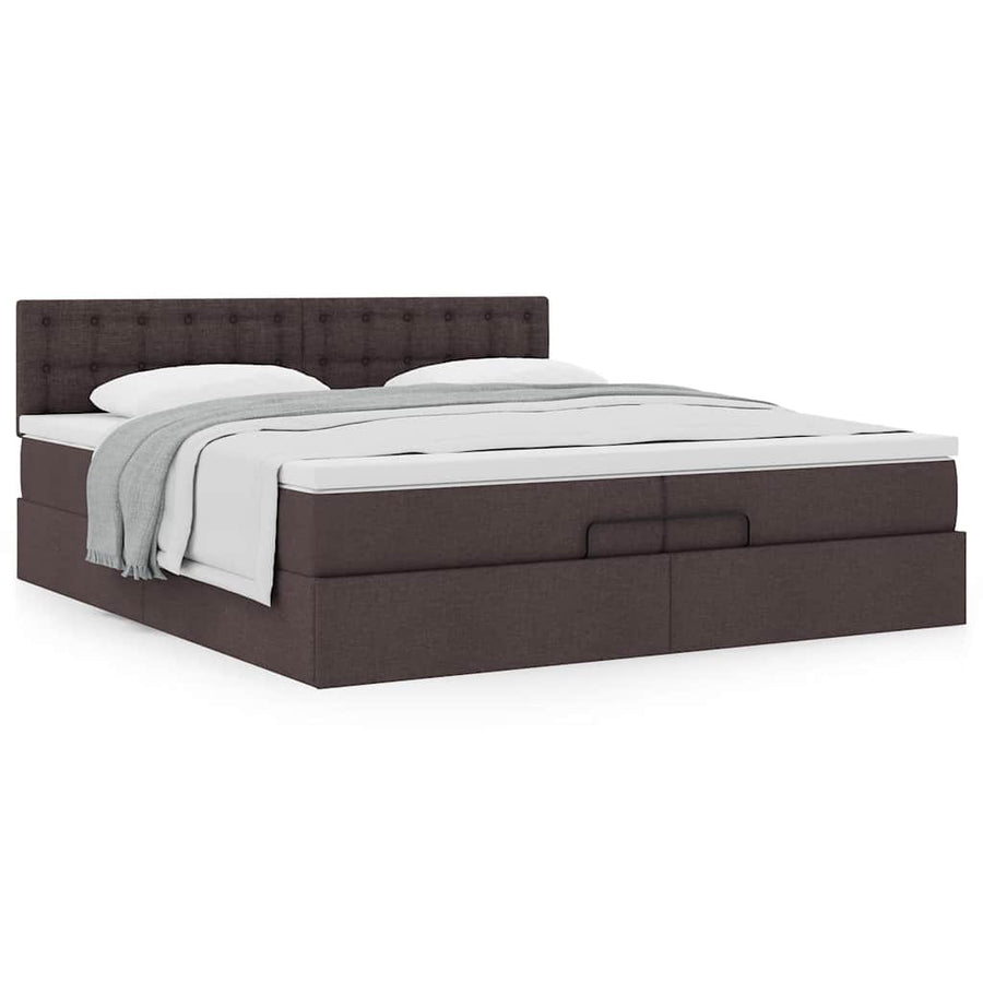 Ottoman bed met matras 200x200 cm stof donkerbruin