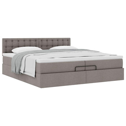 Ottoman bed met matras 200x200 cm stof taupe