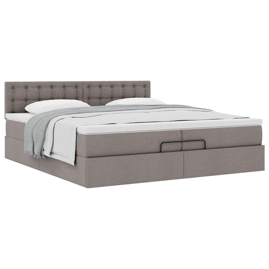 Ottoman bed met matras 200x200 cm stof taupe