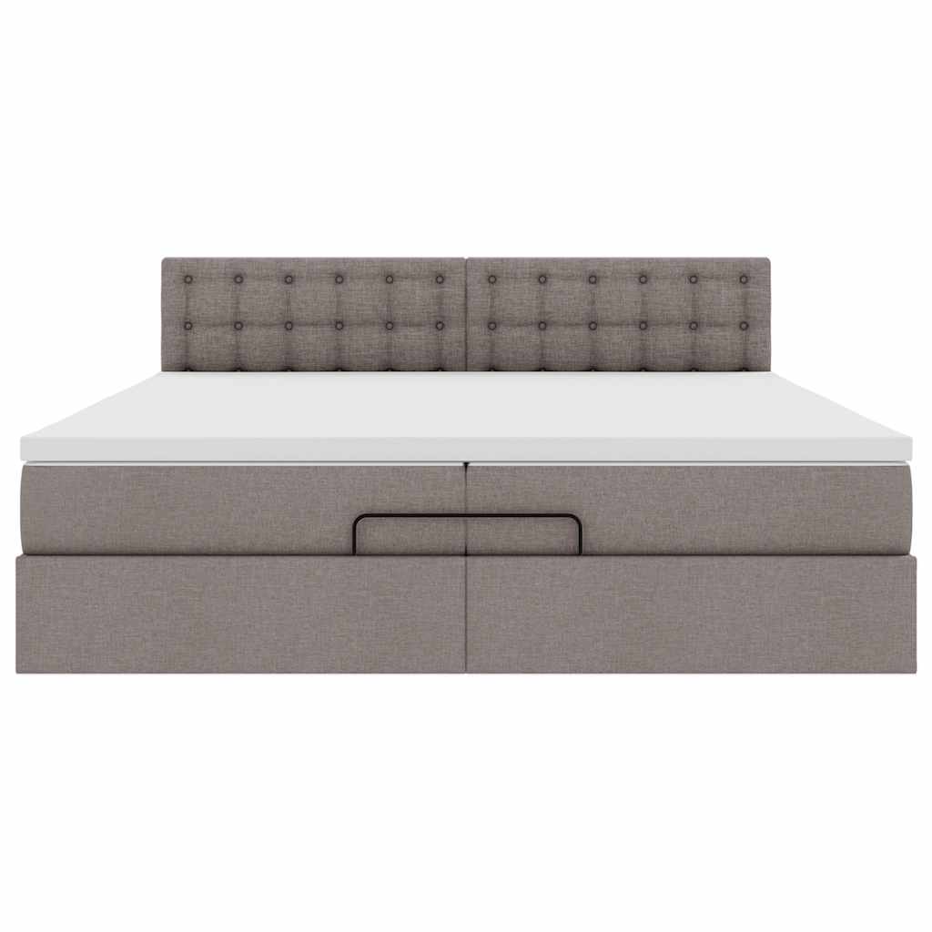 Ottoman bed met matras 200x200 cm stof taupe