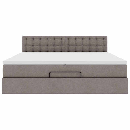 Ottoman bed met matras 200x200 cm stof taupe