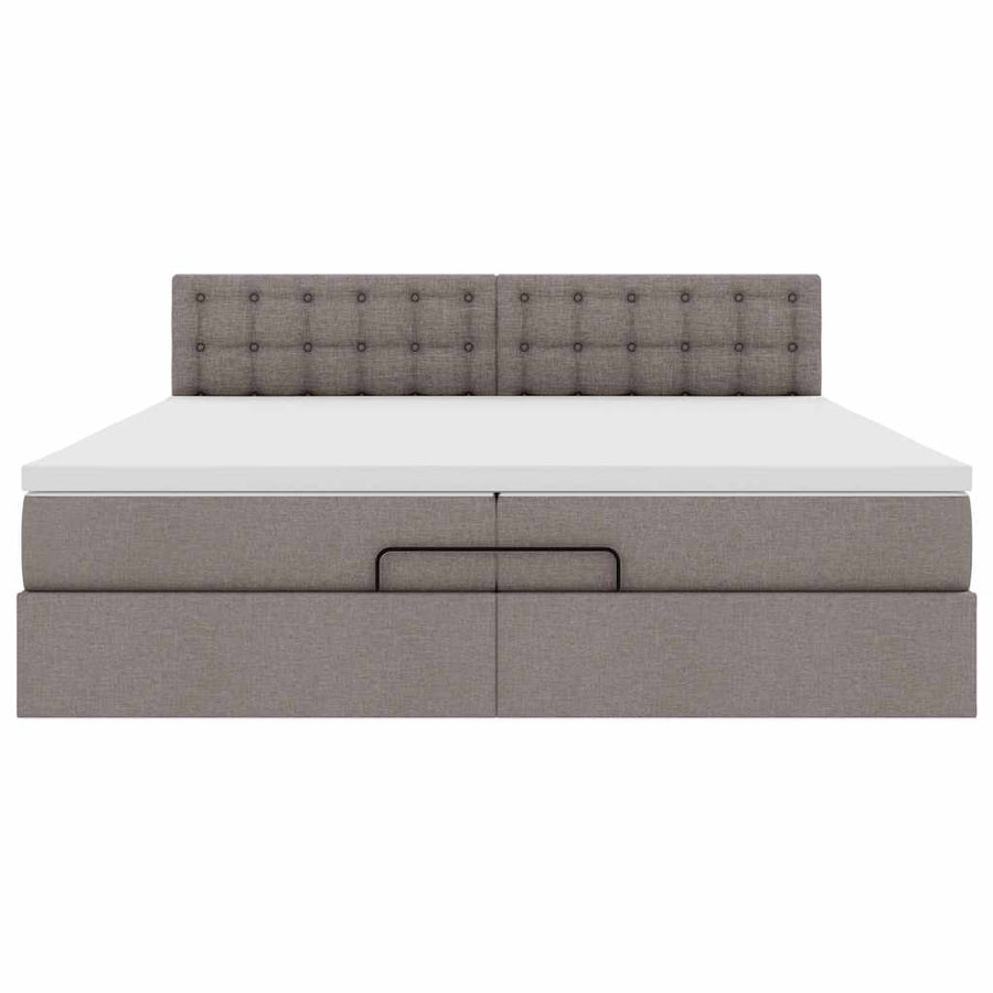 Ottoman bed met matras 200x200 cm stof taupe