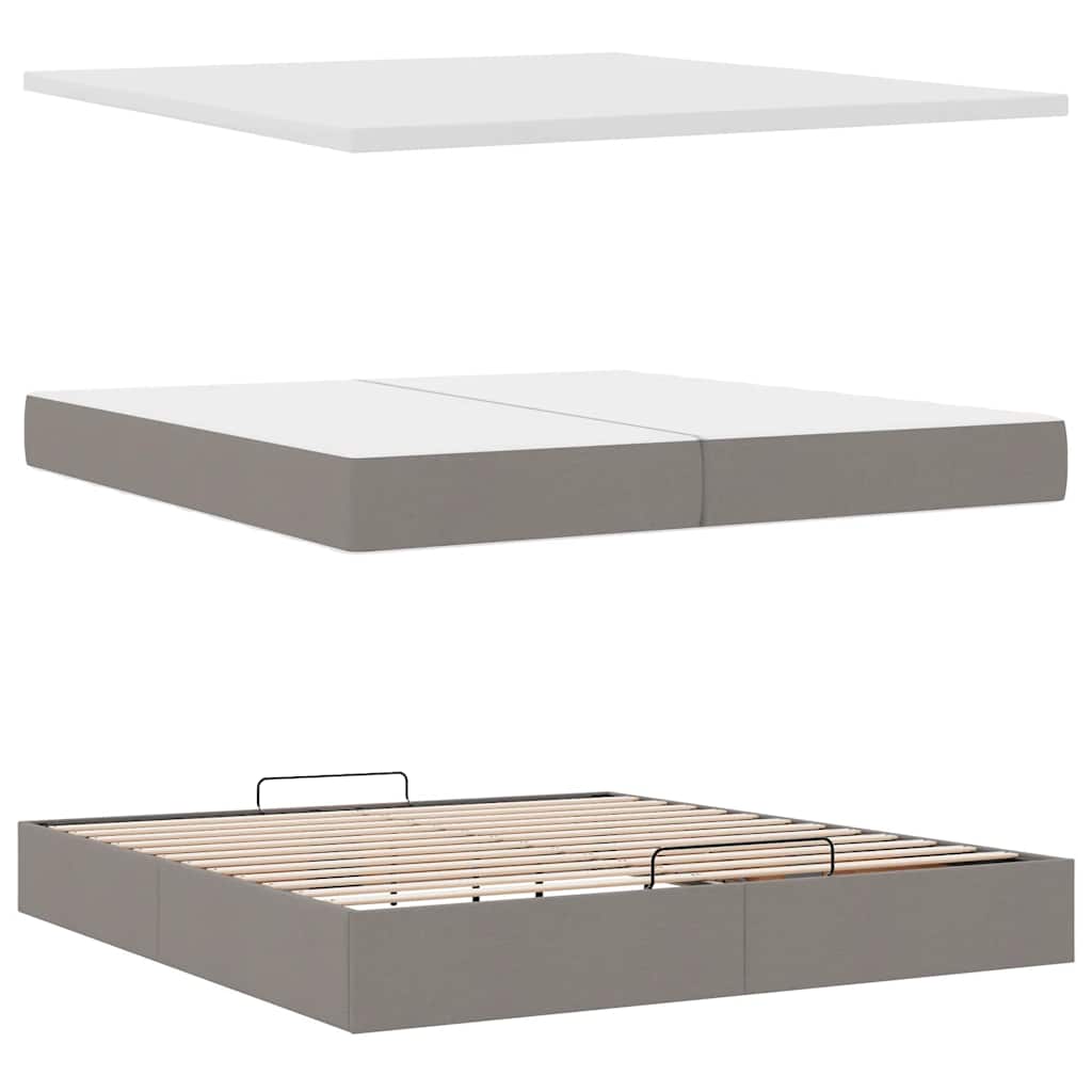 Ottoman bed met matras 200x200 cm stof taupe