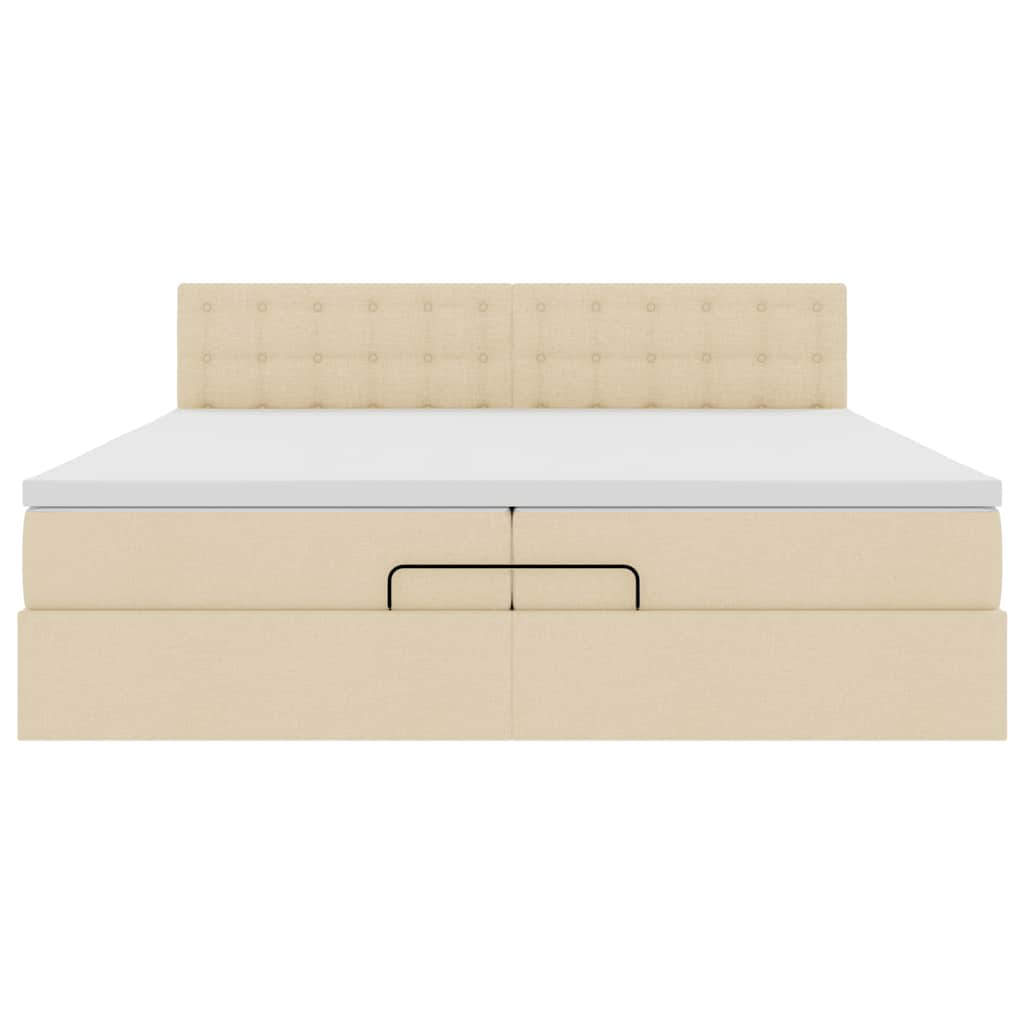 Ottoman bed met matras 200x200 cm stof crèmekleurig