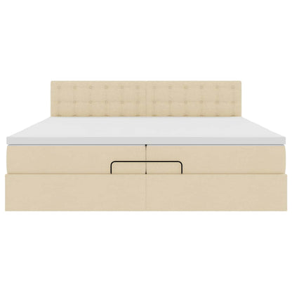Ottoman bed met matras 200x200 cm stof crèmekleurig