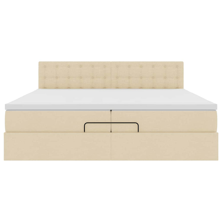 Ottoman bed met matras 200x200 cm stof crèmekleurig