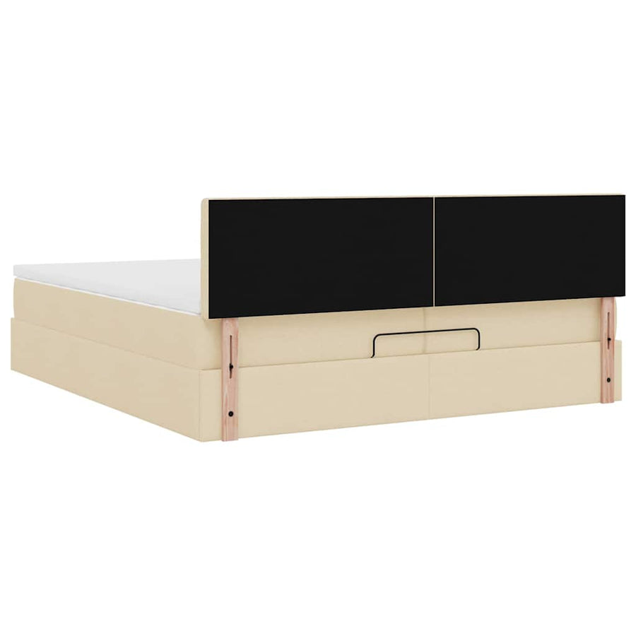 Ottoman bed met matras 200x200 cm stof crèmekleurig