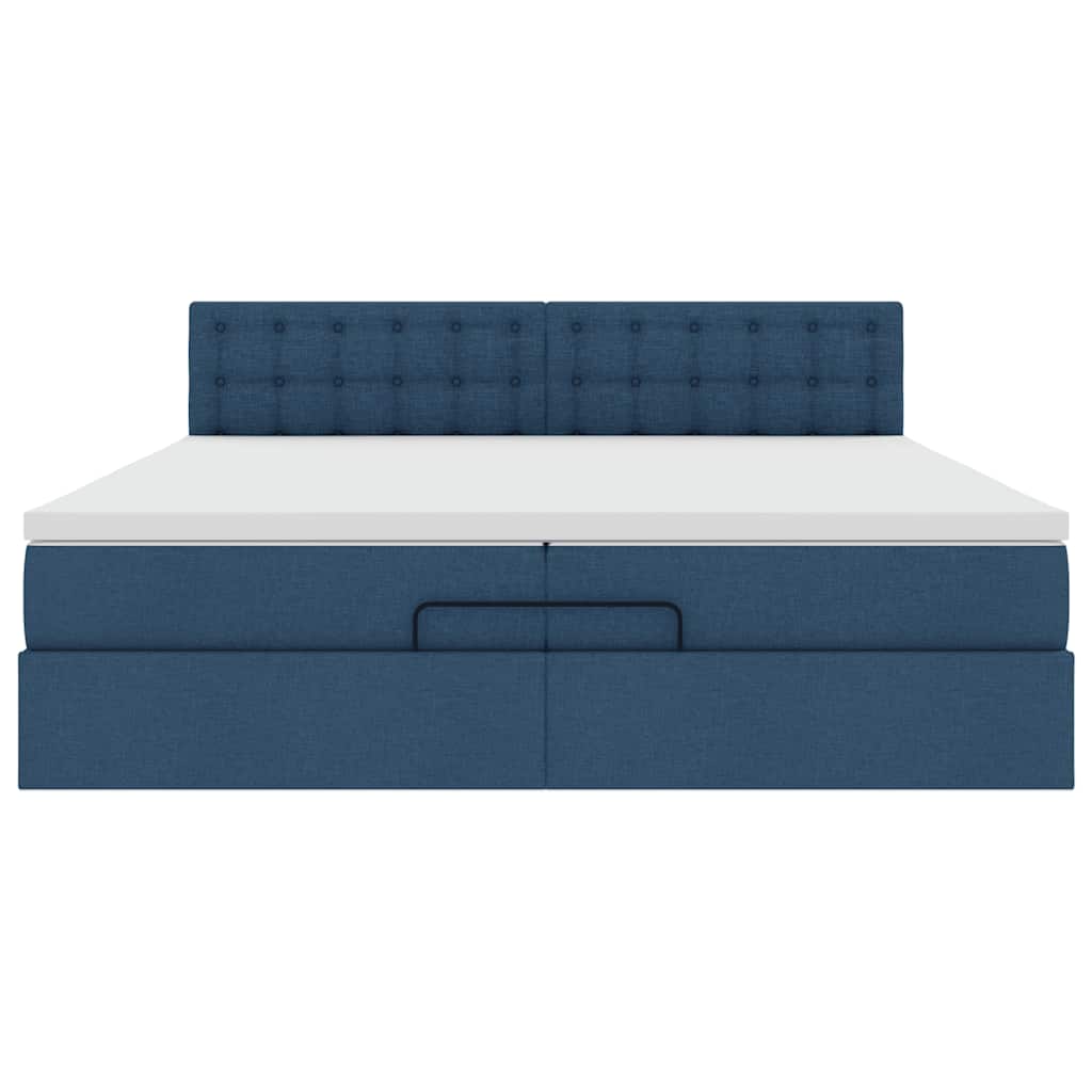 Ottoman bed met matras 200x200 cm stof blauw