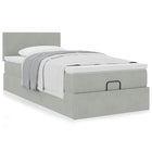 Ottoman bed with mattress 80x200cm velvet light grey