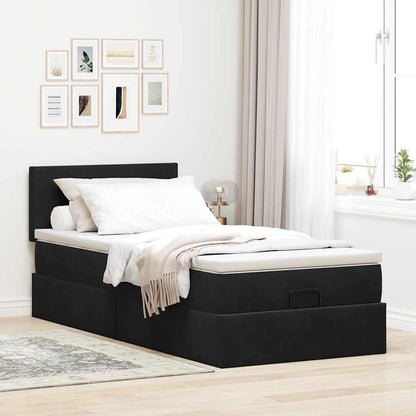 Ottoman bed met matras 80x200cm fluweel zwart