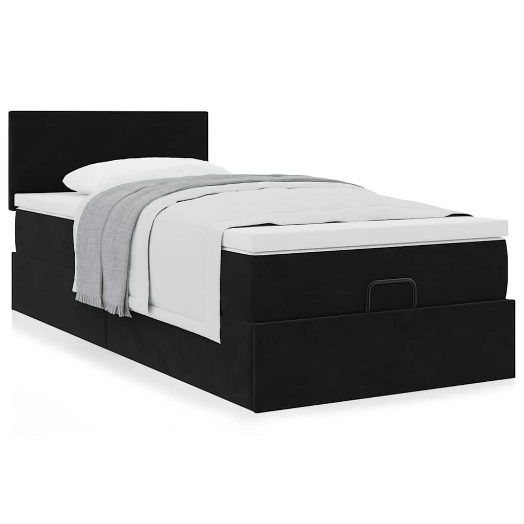 Ottoman bed met matras 80x200cm fluweel zwart