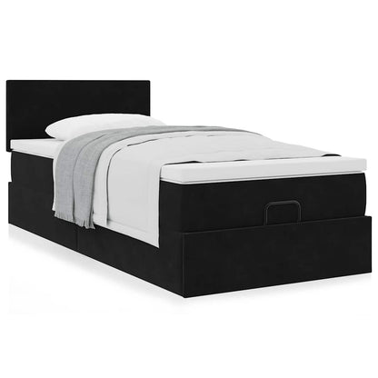 Ottoman bed met matras 80x200cm fluweel zwart