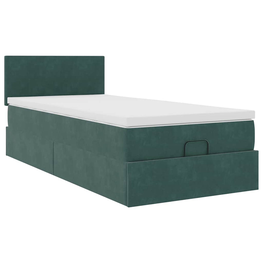 Ottoman bed met matras 80x200cm fluweel donkergroen