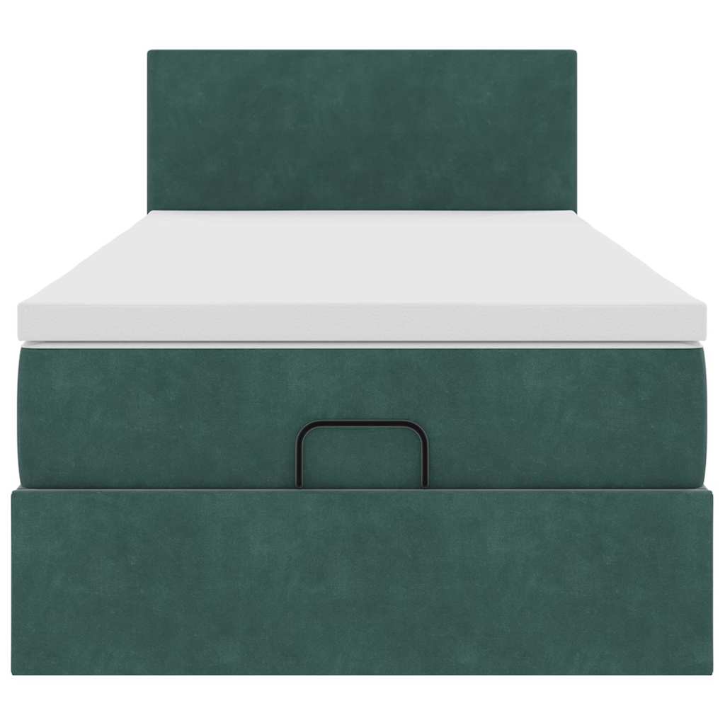 Ottoman bed met matras 80x200cm fluweel donkergroen
