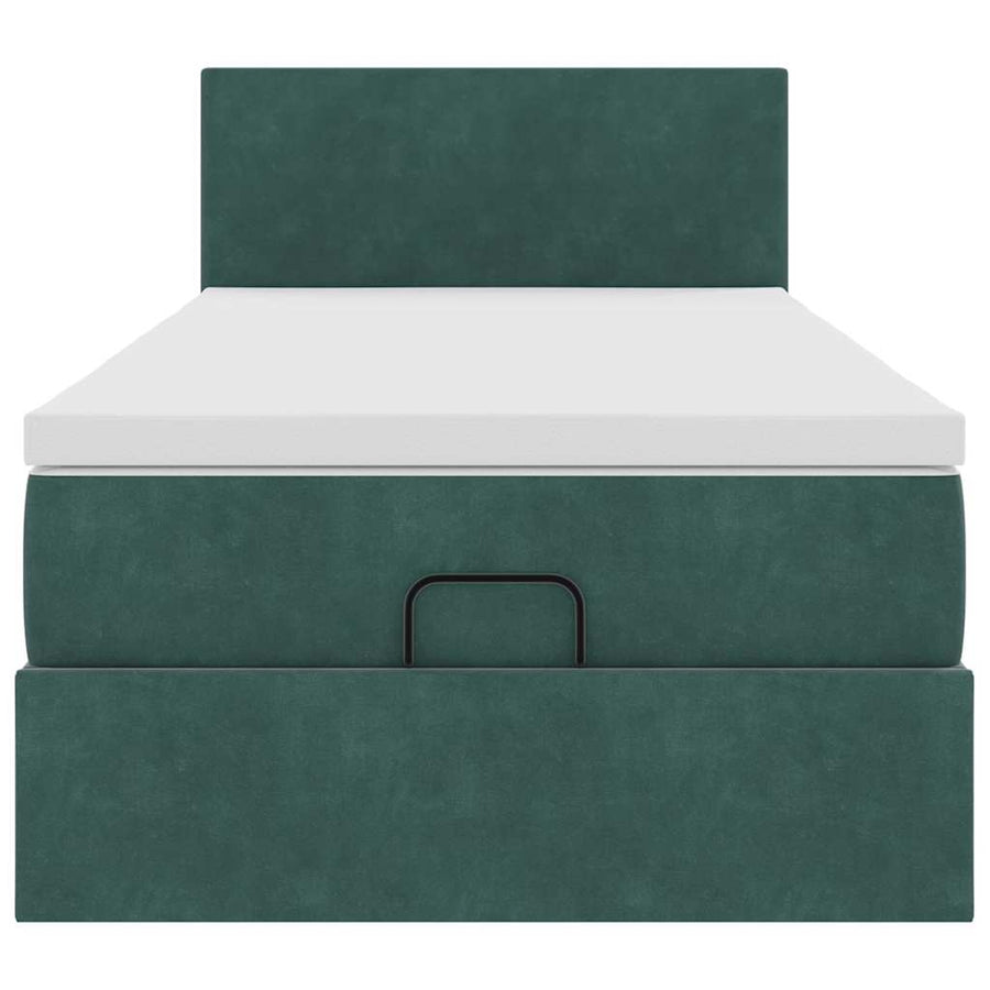 Ottoman bed met matras 80x200cm fluweel donkergroen